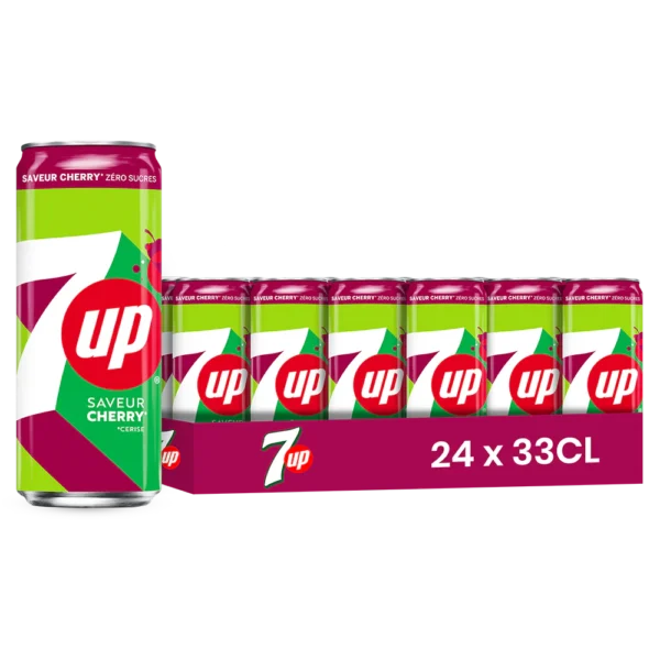 7up cerise – Pack de 24 Canettes 33 cl | Grossiste Boissons et épiceries France | DESTOCK BREIZH DISTRIBUTION
