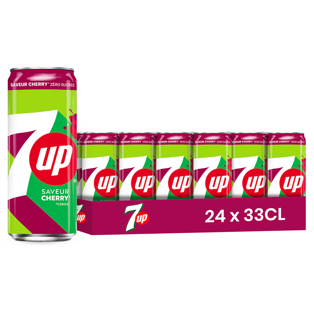 7up cerise – Pack de 24 Canettes 33 cl | Grossiste Boissons et épiceries France | DESTOCK BREIZH DISTRIBUTION