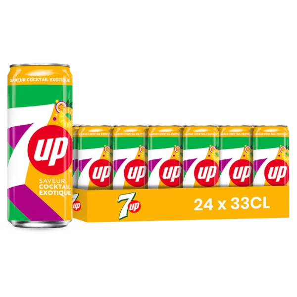 7up tropical – Pack de 24 Canettes 33 cl | Grossiste Boissons et épiceries France | DESTOCK BREIZH DISTRIBUTION