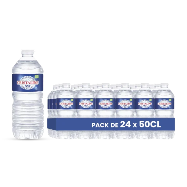 Cristaline – Pack de 24 Bouteille plastique 50 cl Grossiste Boissons et épiceries France DESTOCK BREIZH DISTRIBUTION