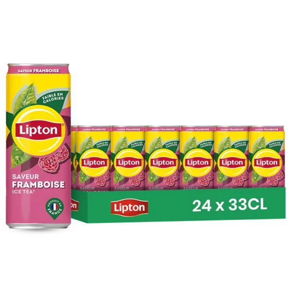 Lipton framboise – Pack de 24 Canettes 33 cl | Grossiste Boissons et épiceries France | DESTOCK BREIZH DISTRIBUTION