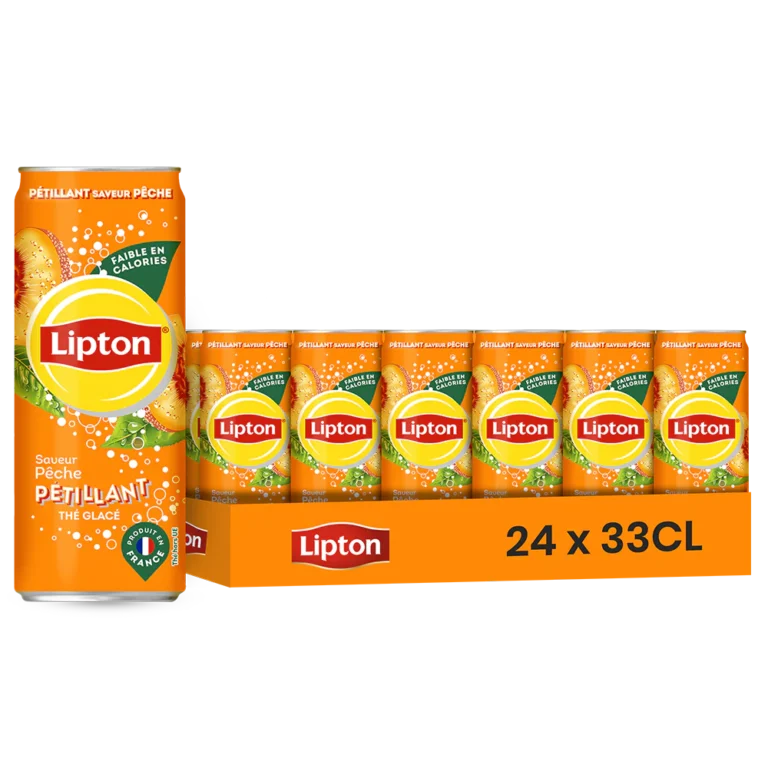 Lipton pêche – Pack de 24 Canettes 33 cl | Grossiste Boissons et épiceries France | DESTOCK BREIZH DISTRIBUTION