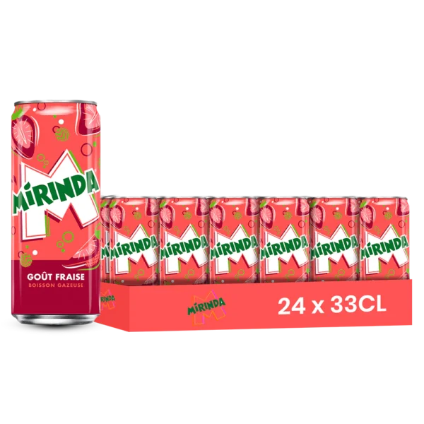 Mirinda fraise – Pack de 24 Canettes 33 cl | Grossiste Boissons et épiceries France | DESTOCK BREIZH DISTRIBUTION