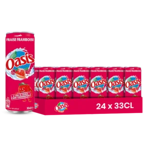 Oasis fraise framboise – Pack de 24 Canettes 33 cl | Grossiste Boissons et épiceries France | DESTOCK BREIZH DISTRIBUTION