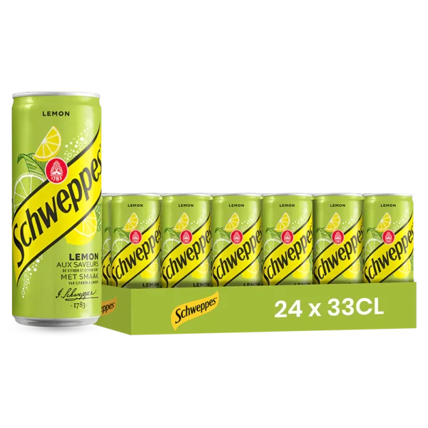 Schweppes Lemon – Pack de 24 Canettes 33 cl | Grossiste Boissons et épiceries France | DESTOCK BREIZH DISTRIBUTION