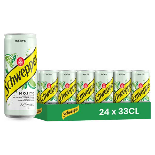 Schweppes mojito – Pack de 24 Canettes 33 cl | Grossiste Boissons et épiceries France | DESTOCK BREIZH DISTRIBUTION