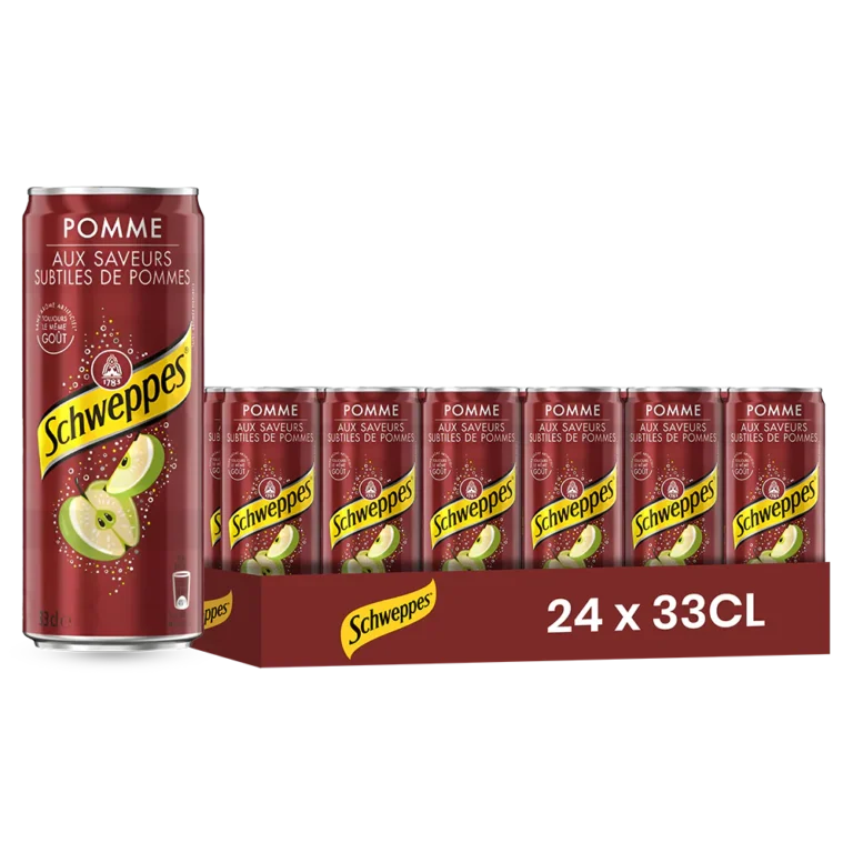 Schweppes pomme – Pack de 24 Canettes 33 cl | Grossiste Boissons et épiceries France | DESTOCK BREIZH DISTRIBUTION