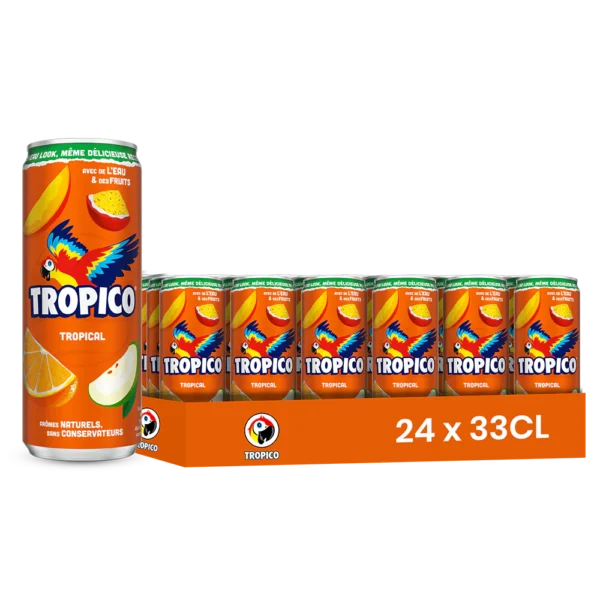 Tropico – Pack de 24 Canettes 33 cl | Grossiste Boissons et épiceries France | DESTOCK BREIZH DISTRIBUTION
