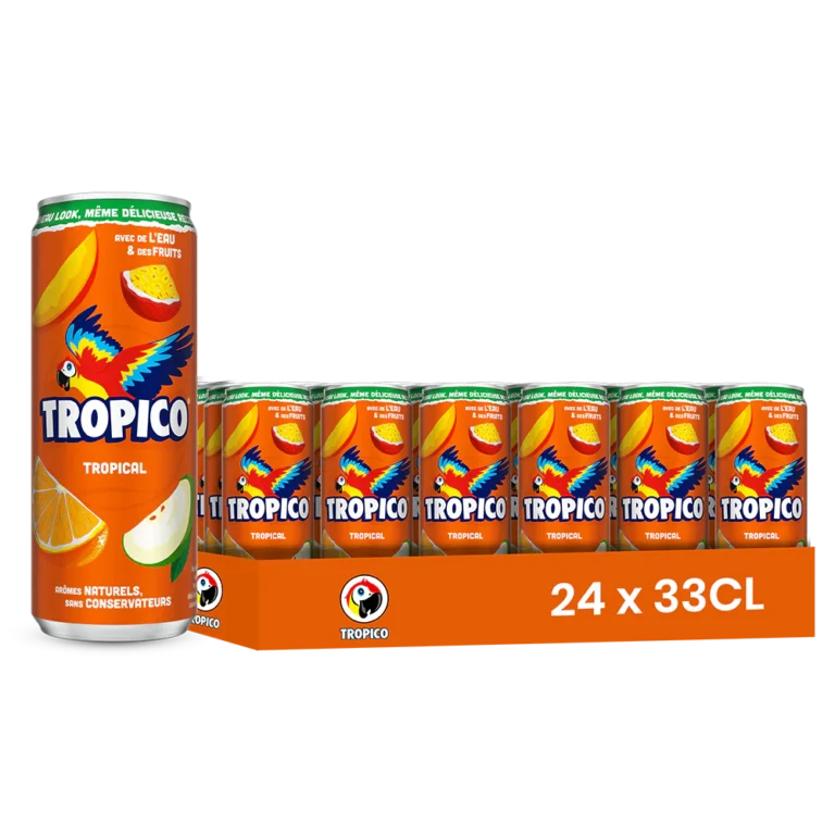 Tropico – Pack de 24 Canettes 33 cl | Grossiste Boissons et épiceries France | DESTOCK BREIZH DISTRIBUTION